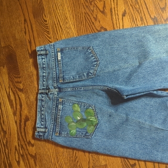 Vtg Bill Blass southwest hand painted design denim tapered stonewash jeans sz 32 - Picture 4 of 10